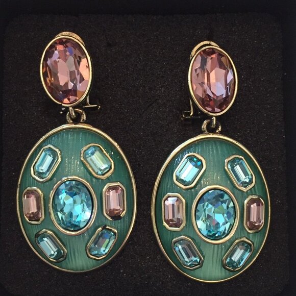 HEIDI DAUS Stunning SAY IT WITH STYLE OCEANIA Earrings with Oval Pendants - Picture 2 of 4